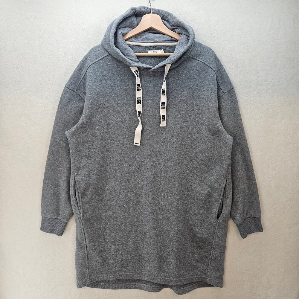 UGG WOMEN'S LARGE HEATHER GRAY HOODED SWEATER DRESS SLIGHTLY PILED